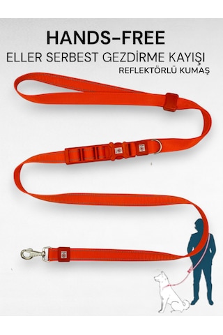 Caramelos Hands-free Eller Serbest Gezdirme Kayışı- Köpek Gezdirme Kayışı - Eller Serbest- Köpek Gezdirme İpi Turuncu