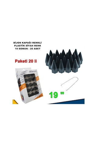 Sivri Mermi Tip Bijon Kapağı Plastik Siyah Renk 19 Mm Bijon Uyumlu 20 Adet
