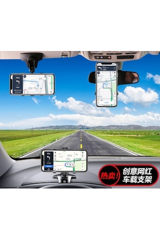 Kenpazar Araba Gösterge Üstüne Takılan 360 Oynar Başlıklı Telefon Tutucu Siyah