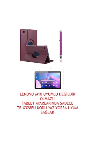 Tab M10 3.nesil Tb328fu Unisoc T328xu Zaae0015tr 360 Dönerli Kılıf 3lü Set mor