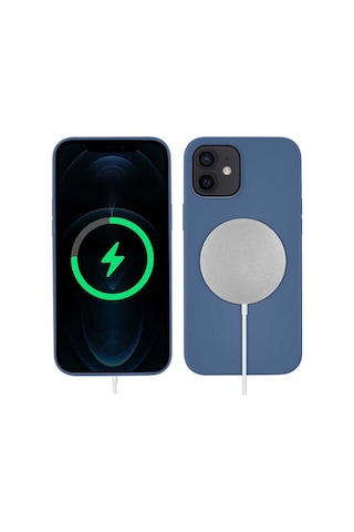 Apple Uyumlu iPhone 12 Mini Kılıf Zore Silksafe Wireless Kapak Mavi
