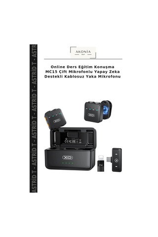 Online Ders Eğitim Konuşma Mc15 Çift Mikrofonlu Yapay Zeka Destekli Kablosuz Yaka Mikrofonu