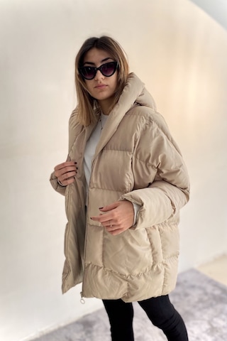 Nombre D'or1 Kadın Bej Kapüşonlu Oversize Şişme Mont Bej Bej