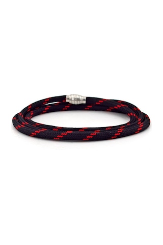 Siyah Kirmizi Desen Paracord Üç Sira Erkek Bileklik Bt533 Çok Renkli