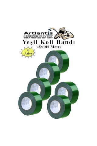 Yeşil Koli Bantı 100 Metre 6 Adet 45mm X 100 Metre Renkli Koli Bandı Extra Güçlü Formül Akrilik Koli Bandı 6