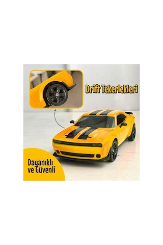 25 Km/h Hız Yapan Dodge Challenger Görünümlü Şarjlı 2.4 Ghz Uzaktan Kumandalı Drift Araba Kırmızı