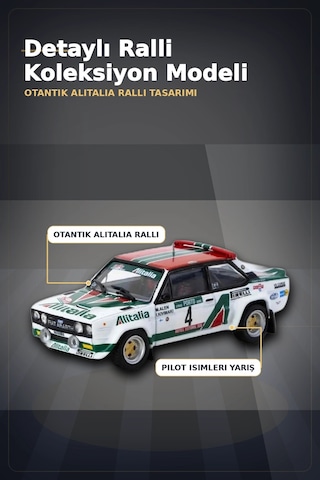 1978 Portekiz Rallisi Galibi 1/64 Fiat 131 Abarth Diecast Model Araba Koleksiyonluk Bx-313350