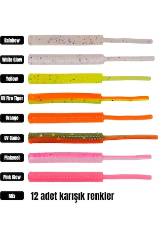 Effe Baby Worm Hg49 5.2cm 12 Adet Lrf Silikon Yem Mix