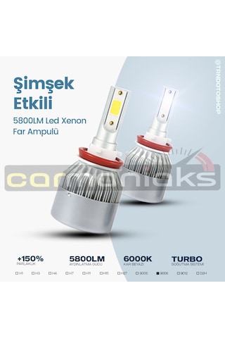 C6 Serisi Led Xenon Far Ampulü Şimşek Etkili 5800Lm Chip On Board 533060281
