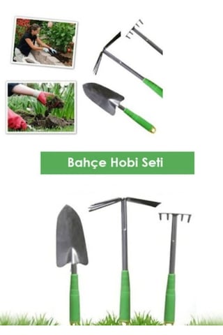 Hobi Bahçe Seti 3'lü Metal Kürek Tırmık Çapa