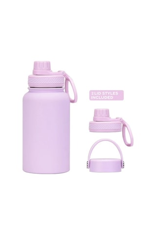 Besthome1 Çift Katmanlı Vakumlu Paslanmaz Çelik 2 Kapaklı Termos Mor Taşınabilir Mor