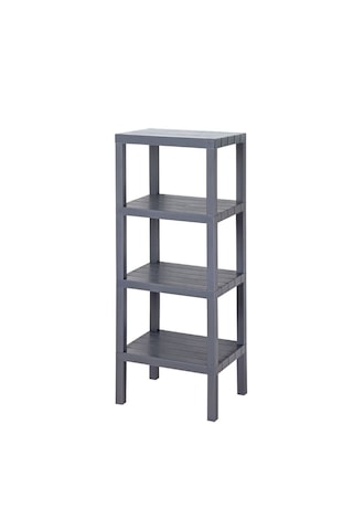 4 Katlı Dikey Raf Düzenleyici Plastik Raf Ünitesi Siyah, Kitaplık Gri