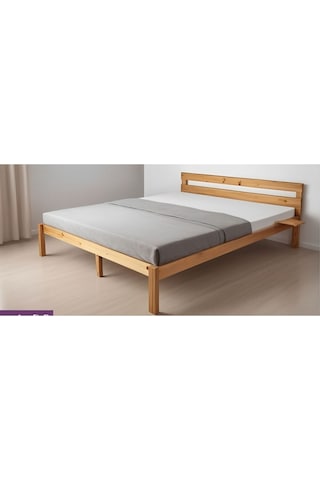 Doğal Masif Ahşap Trend Karyola + 2 Adet Simple Yatak Kenarı Rafı Hediyeli 120x200