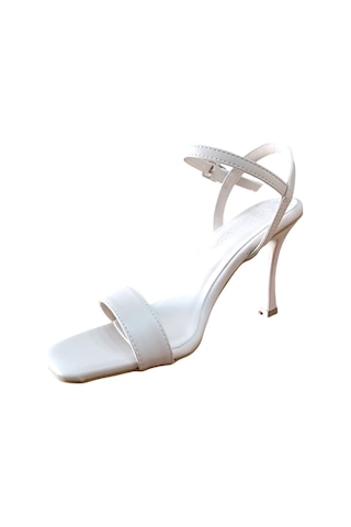 De Scario Bs Shoes 0090 Kadın Tek Bant Kadeh Ökçe Açık Ayakkabı Bej Siyah