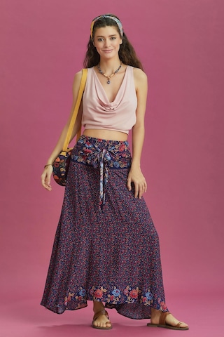 Salaş Çiçek Desenli Asimetrik Etek 001