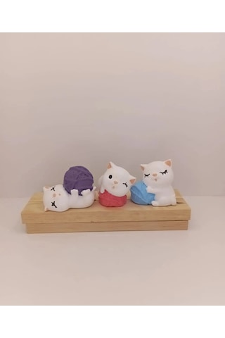 Tedi Sanat Kedi Biblo Dekoratif 3 Lü