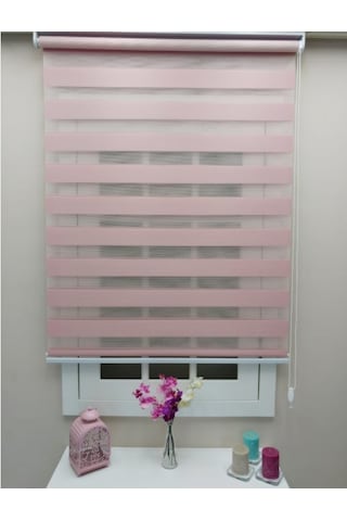 Pembe Bambu Zebra Stor Perde Altı Düz