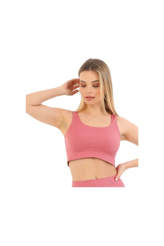 Fantazer Premium Göğüs Toparlayıcı Sarkma Önleyen Spor Günlük Kalın Askılı Pedli Fitilli Crop Büstiyer Pembe