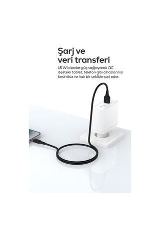 Usb-a To Type-c Hızlı Şarj Kablosu 15w Qc 3.0, 480mbps, 1.2m, Data Kablosu Siyah-v0203003