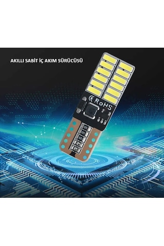2 Adet T10 Led Park Plaka Tavan Ampulü 24 Ledli Beyaz Sadece 12 Volt Araçlar