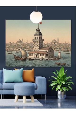 Klasik Tarzda Kız Kulesi Dekoratif Kanvas - Mdf Ahşap Tablo