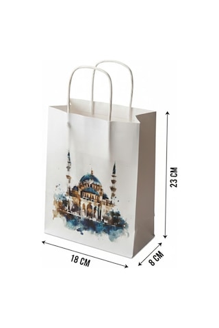 Ramazan Hediyelik Paketleme Çantası, 3lü Paket, Cami Tasarımlı Be