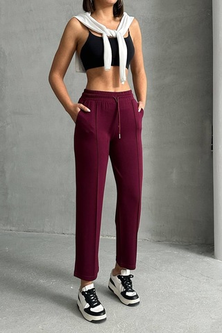 Neşeli Butik Kadın Likralı Modal Kumaş Çımalı Binici Pantolon Nbg064 Bordo