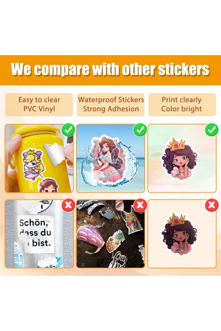 50 Çizgi Film Genç Prenses Çıkartması Çok Renkli