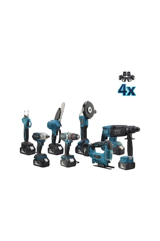 Dawreek Sekizli Set DBML (LED Aydınlatma+ Ş.Hilti+Ş.Spral+S.Sıkma+13 MM Ç.Mandren+Ş.Dekupaj+Budama Testeresi+Bağ Makası)