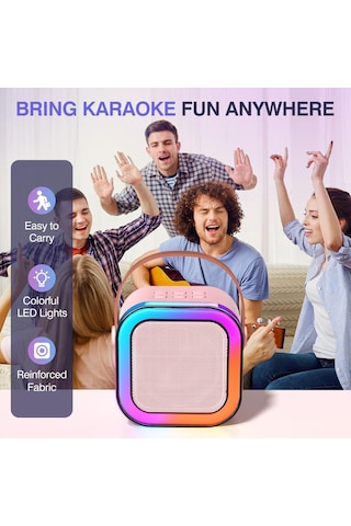 Mini Taşınabilir Bluetooth Karaoke Hoparlör Kablosuz Mikrofon Ses Bombası