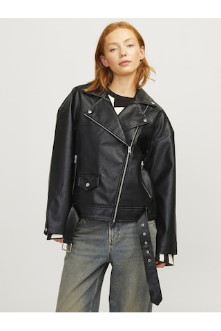 Kadın Fermuarlı Suni Deri Ceket - Frida Black Siyah