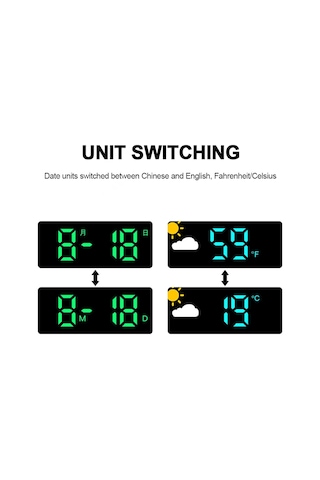 Zilinn Yüksek Çözünürlüklü Geniş Ekran Duvar Saati Sıcaklık Ve Nem Göstergesi Hava Durumu Saati Çok Fonksiyonlu Renkli Dijital Çalar Saat Renkli Işıklar-126 Çok Renki