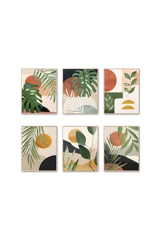 Doğa İzleri Modern Botanik Sanat Seti 6 Lı Çerçeve Görünümlü Modern Mdf Tablo Seti- Ev Dekorasyonu Çok Renkli - 670299685 Çok Renkli