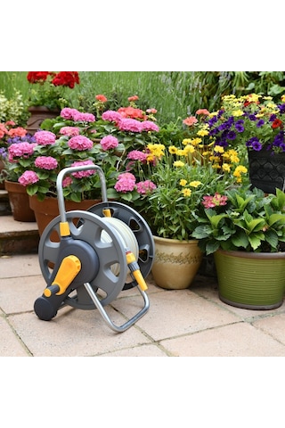 Hozelock 2475H Duvarda ve Yerde Kullanılabilen 60 m Kapasiteli Hortum Toplama Sarma Makarası