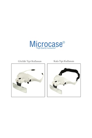 Microcase 9892B1 - Al2350 Gözlük Tipi Işıklı Kafa Büyüteci 5 Farklı Lens