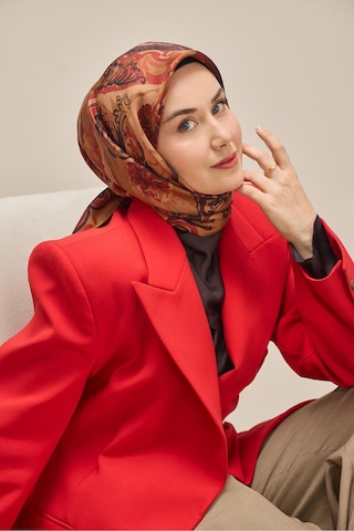 Silk Home Tivil İpek Eşarp Ist 11512- 23 Bordo Etnik Desen