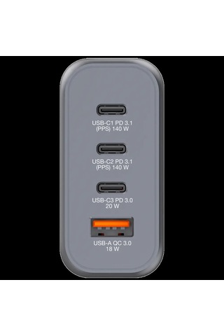 Verbatim 32203 - V Gnc-140 Gan Charger 140w 3-usb-c / 1-usb-a Çıkışa Sahiptir