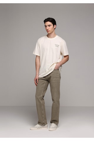 Colin's Colins Comfort Fit Yuvarlak Yaka Düz Erkek Ekru Kısa Kol Tişört Cl1078750 Q1.v2 Ecr