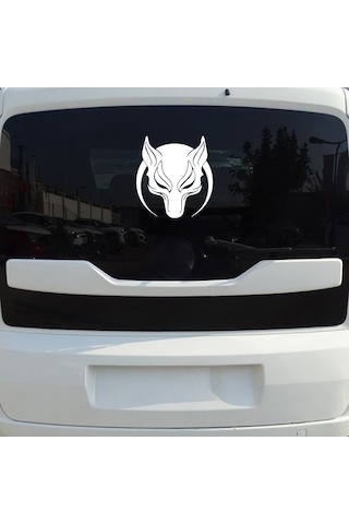 Börü Sticker - Kurt Sticker - Oto Sticker - 28cmx30cm - Beyaz