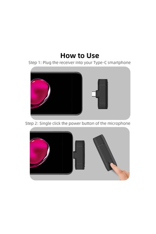 Yunboo 2.4ghz Kablosuz Mikrofon Seti - Type-c Uyumlu, 20m Menzilli, 10 Saat Pil Ömrü