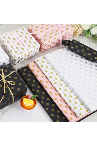 Altın Puantiyeli Pelur Kağıt, Dekoratif Hediye Paketleme Ve Ambal