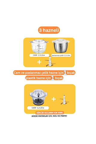 Tigrecook Instantchopper LB7005PRO 1000W 2.3 L Cam Ve Çelik Hazneli