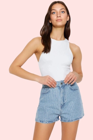Ersefa Kadın Denim Şort Pamuk City Short Kalıp Geniş Paça Kısa Boy Yazlı mavi