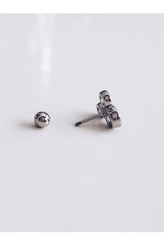 Kuru Kafa İskelet Skull Silver Modeltragus Helix Piercing Ear Cuff Kıkırdak Çelik Küpe