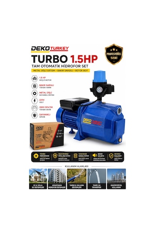 Deko Dk1545y 1.5 Hp Tam Otomatik Hidrofor Set Metal Bakır Sargılı Jet Su Pompası 220v Su Motoru