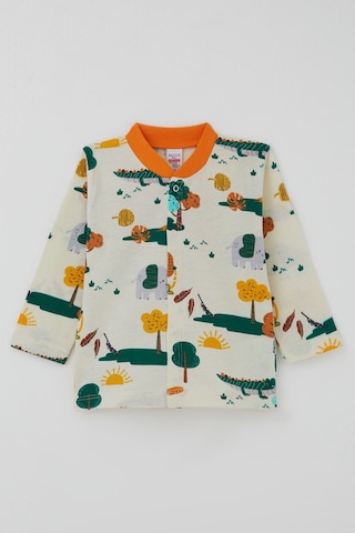 Breeze Erkek Bebek Pijama Takımı Safari Temalı Sevimli Hayvancıklar Desenli Önden Çıtçıtlı 4 Ay-1 Yaş, Sarı