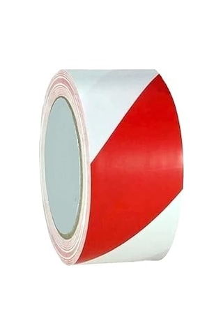 Pvc Vinil Yer İşaretleme Bandı, Kırmızı-beyaz, 50mm X 30 Metre, Zemin İşaretleme İçin Yapışkan Şerit