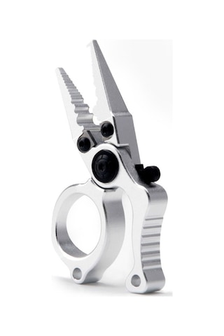 Kilitli Alüminyum Mini Olta Pensi - Halka Açıcı, Misina Makası, Çok Amaçlı Balıkçılık Aleti Gümüş