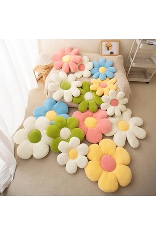 Zyzqstore Çiçek Şekilli Peluş Yastık Minder, Renkli Anime Tema, Sevimli Çok Renkli