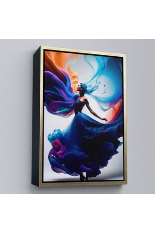 Miyrem^ Canvas Serie Mavi Kıyafetli Soyut Kadın Tablosu-8021
